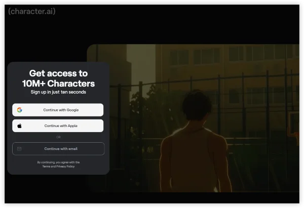 Sign Up for a New Character AI Accout
