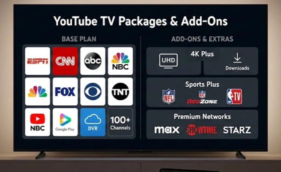 YouTube TV Packages & Add-Ons