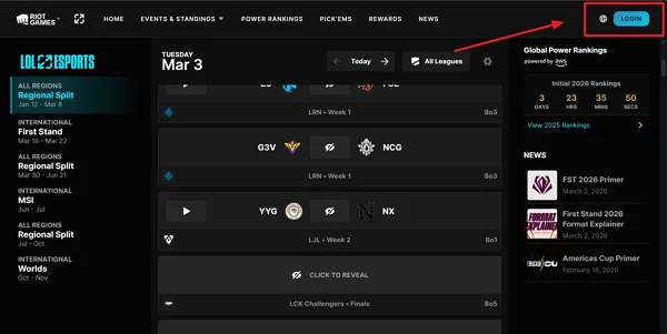 LoLEsports login