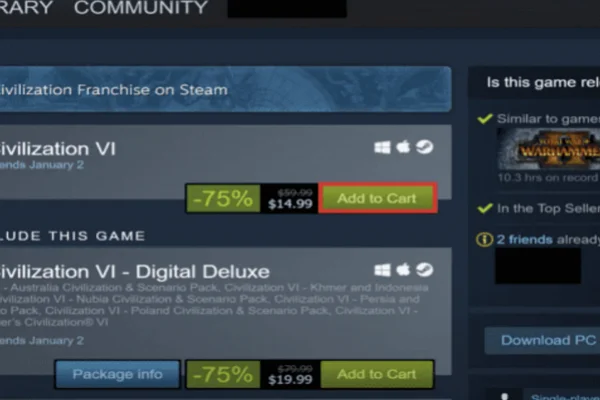 Add Steam Game to Shopping Cart