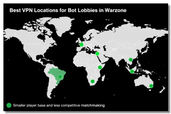 Лучшие регионы и локации VPN для лобби ботов в Warzone