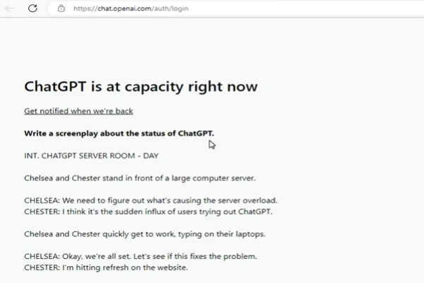ChatGPT at Capacity 