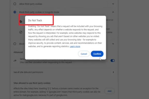 Don't Track Feature