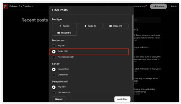 Accessing Public Posts on Patreon