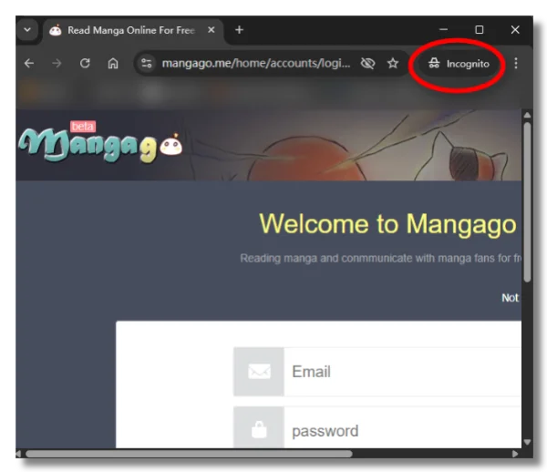 Access MangaGo.me in Incognito mode