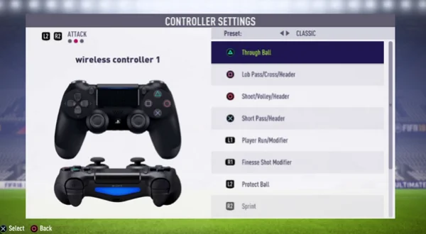 FIFA Game Controller Layout