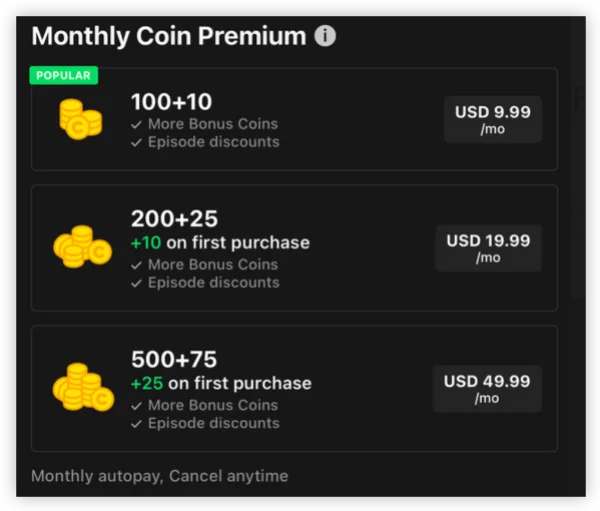 Webtoon Coins