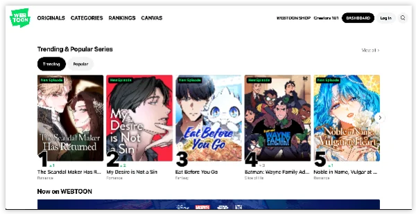 webtoon official website