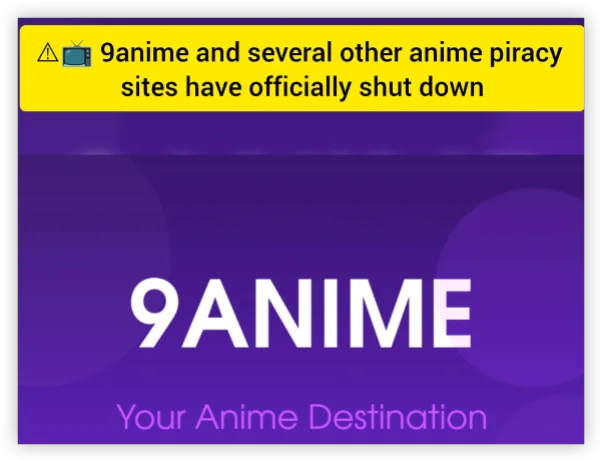 9Anime shutdown notice