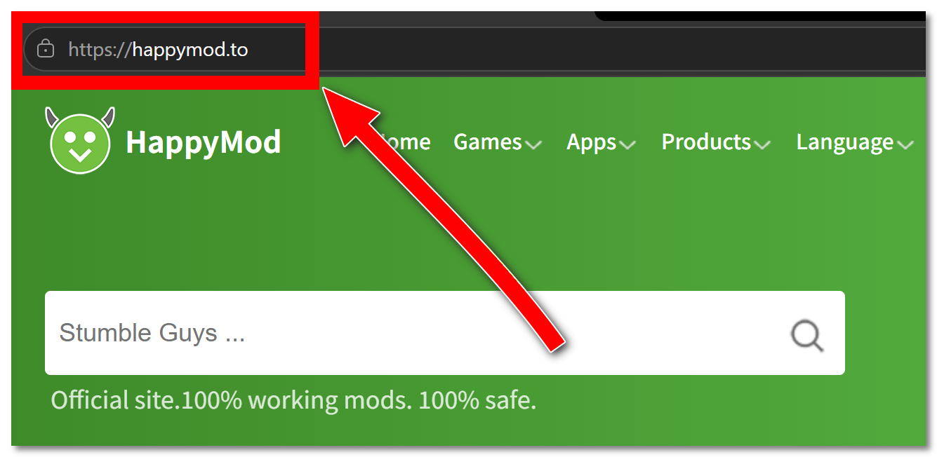 Navigate to the current official website: happymod.to
