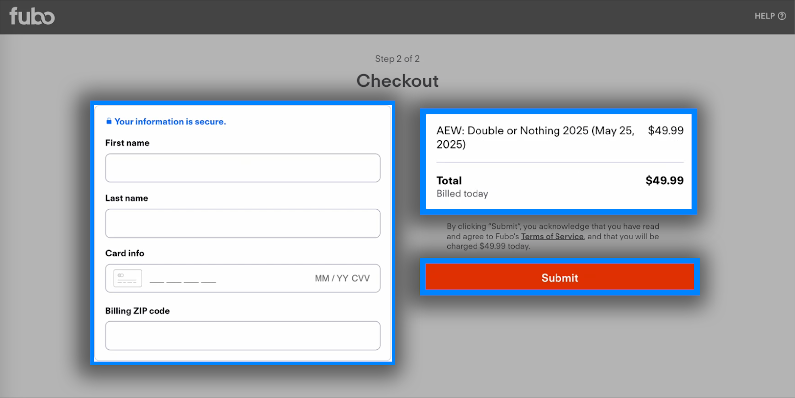 FuboTV Checkout