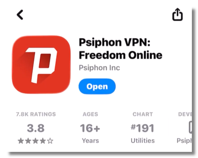 Install Psiphon from the App Store.