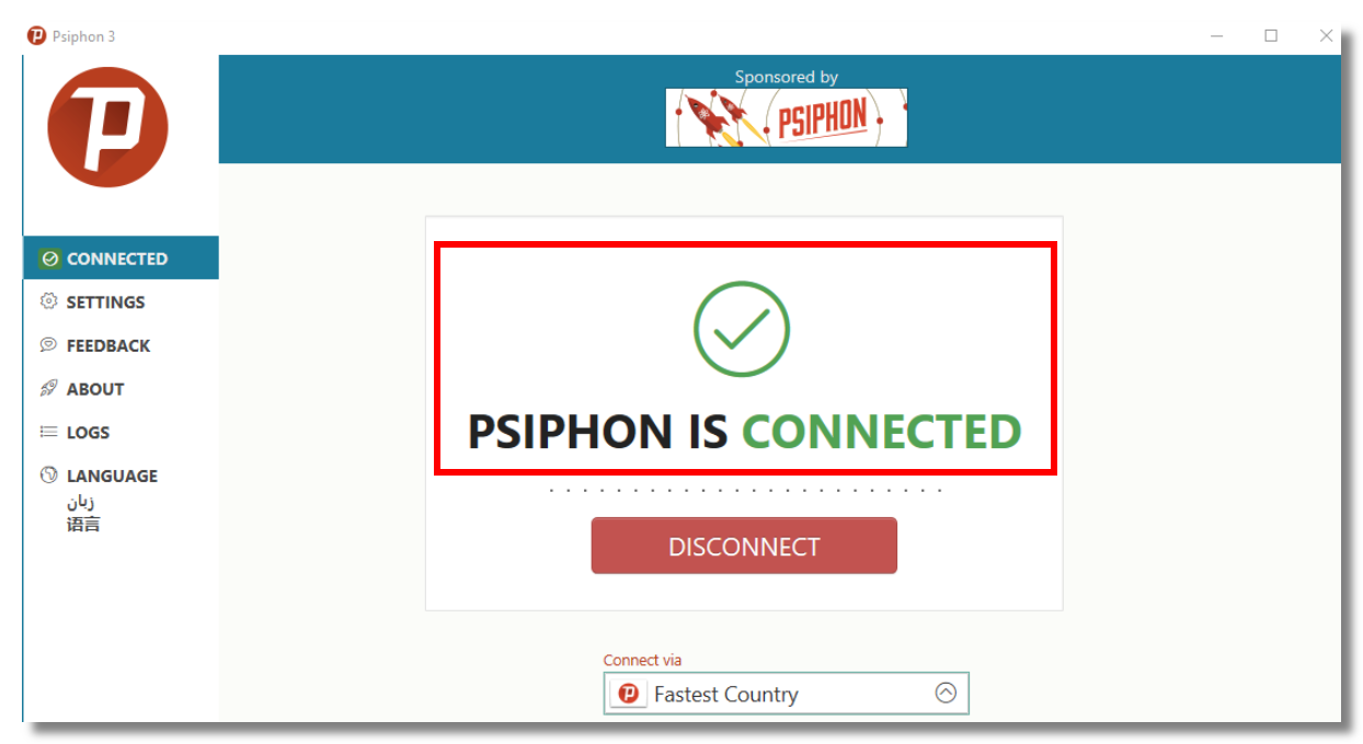 Psiphom Pro is connected on the Windows PC.