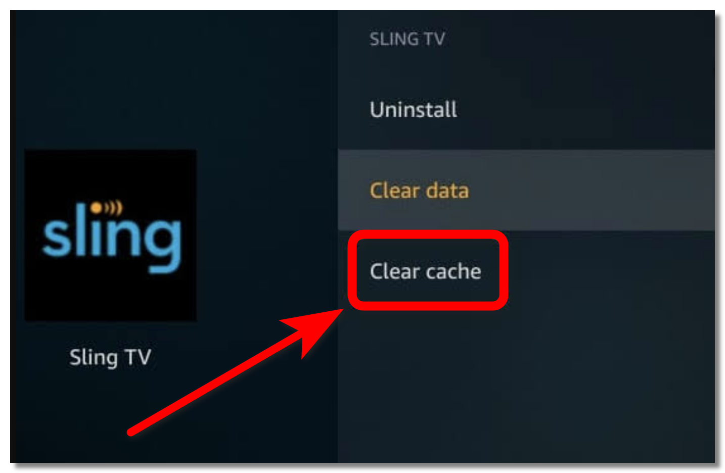 Clear Sling TV cache