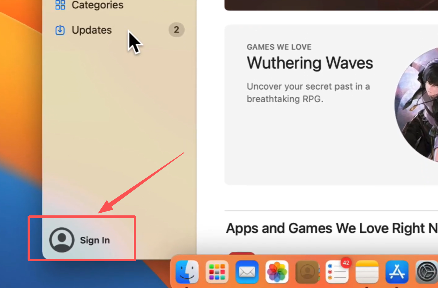 Sign in App Store on MacBook