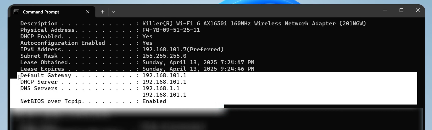 Note Your IP Address