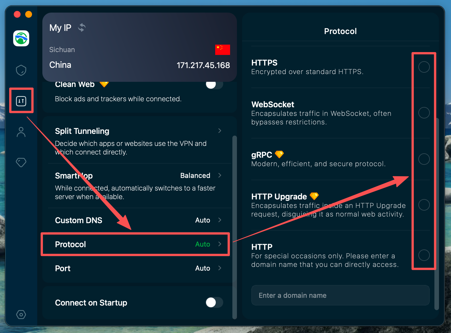 Enable Custom Protocol on Mac VPN App